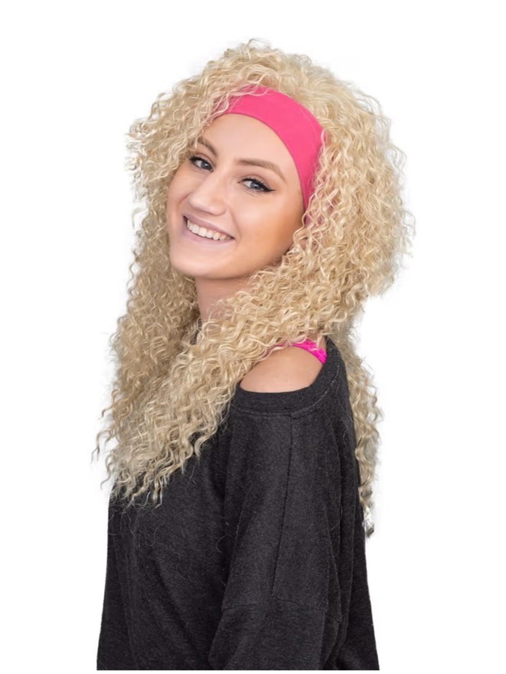 Deluxe Wig and Headband Costume Retro 80s Aerobics Instructor NEW IN BOX